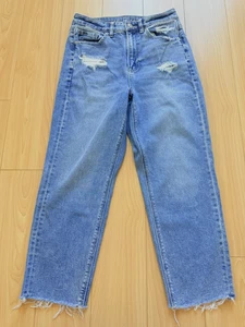 American Eagle X Short Size 4 Medium Wash Blue Stretch 5 Pocket Distressed Jeans - Picture 1 of 7