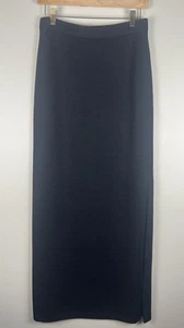 St. John Evening Santana langer Strick-Maxirock mit Schlitz schwarz Größe 4 Wollmischung neu mit Etikett - Bild 1 von 4
