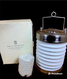 Pottery Barn Accordian Lantern Votive Candle Silver / White Collapsible Set - Picture 1 of 7