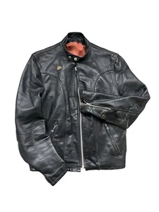 Vintage Schott Lederjacke Cafe Racer Talon Reißverschluss schwarz Herren Medium Biker - Bild 1 von 9