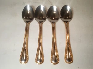 WALLACE Regal Pearl Gold Accent Teaspoons 18/10 Set of 4 Flatware - Picture 1 of 4