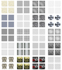 Ambesonne Grey Details Coaster Set of 4 Square Hardboard Gloss Coasters