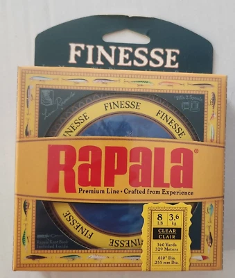 Línea de pesca premium Rapala Finesse 8 lb transparente 360 yardas 0,010" de diámetro nueva Foto 1 de 2