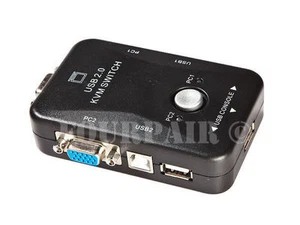 New 2-Port USB 2.0 KVM Switch Mouse/Keyboard/VGA Video Monitor 200MHz 1920x1440 - Picture 1 of 1
