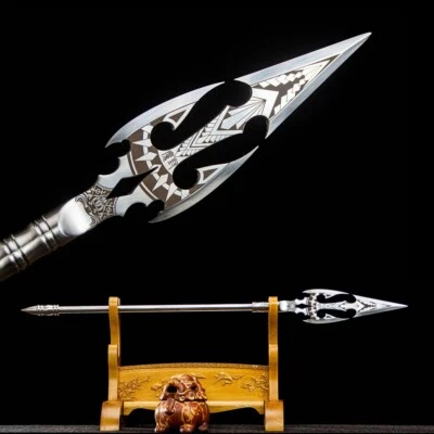 Handmade Chinese Kung Fu Spear Martial Art Sword Stainless Steel Blade & Handle - Image 1 of 4