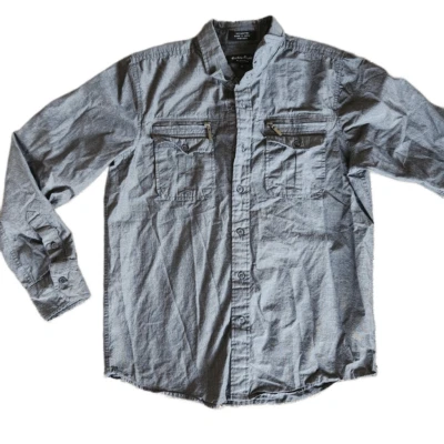 88 platinum men's small button up casual dress shirt long sleeve grunge grey met - Image 1 of 3
