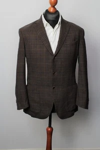Cantarelli men's 3 btn check wool tweed brown jacket US40/IT50 - Picture 1 of 12