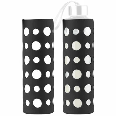 PEARL 2er-Set schwarze Silikonhüllen für Trinkflaschen aus Borosilikat-Glas - Bild 1 von 4