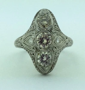 Damen Nachlass Stück Art Deco 20er Jahre 18K Weißgold Diamant Ring - Bild 1 von 9