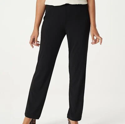 Pantalones Susan Graver Essentials Talla 3X (Alto) Negro Líquido Tejido Pierna Recta Foto 1 de 2