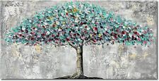 Art Oil Painting On Canvas Tree Modern Abstract Hand-Painted 24x48 Large Framed