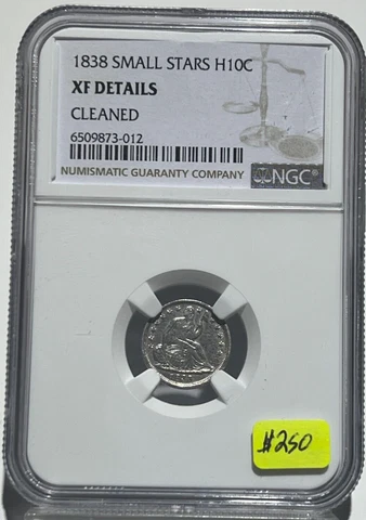 1838 SEATED LIBERTY HALF DIME SMALL STARS NGC EXTRA FINE XF Cover