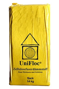 Zellulose-Schüttdämmung-Fussboden-Unifloc-Wärmedämmung-Einblasdämmung 14kg Sack - Picture 1 of 9