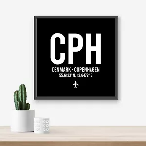 Personalisierter Dänemark Kopenhagen Flughafen Code Druck - jeder Flughafen/Standort, - Bild 1 von 5