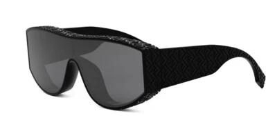 FENDI LAB FE40128I 01A FF Logo Nylon Shield Smoke Light Mirror Lens Sunglasses - Image 1 of 4