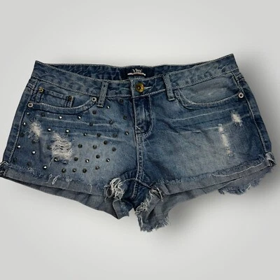 Pantalones Cortos YMI Cheeky Distressed Denim - Talla 9 - Azul Lavado Medio Adornado Foto 1 de 4