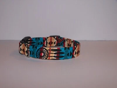 Collar de perro atrapasueños con diseños de nariz húmeda tribal azteca óxido turquesa suroeste Foto 1 de 4