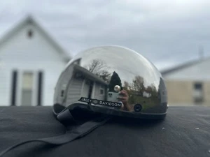 Vintage Harley Davidson Motorcycle Helmet Black Chrome Size XS Used DOT - Bild 1 von 5