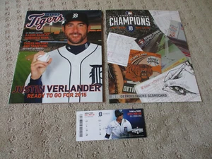 Cuadro de mando y boleto del programa inaugural de los Tigres de Detroit 2015 Justin Verlander - Imagen 1 de 7