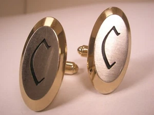 C Monogram Font Initial Letter Name Vintage HICKOK U.S.A Cuff Links - Picture 1 of 8