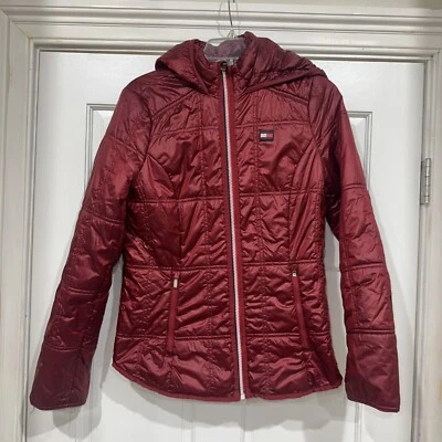 Tommy Hilfiger - Women’s Hooded Jacket - In Burgundy/Wine - Juniors Size S - Image 1 of 4