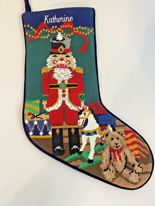 Lands End Needlepoint Christmas Stocking, Nutcracker “Katherine” - Picture 1 of 7