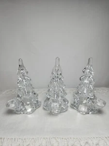 Vtg Set of 3 BIEDERMANN Crystal Christmas Tree Miniature Candleholders 4.25" H - Picture 1 of 8