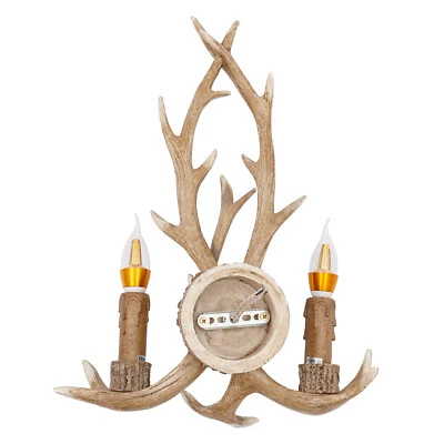 Wall Mounted Resin Antler Light Home Decor Fixture Vintage Deer Horn Sconce Lamp - Image 1 of 4