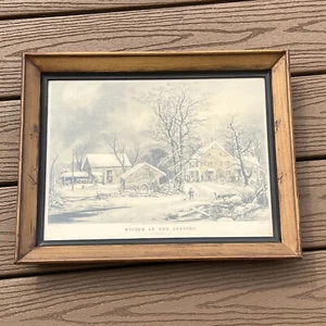 Litografía vintage Currier & Ives invierno en el país: una mañana fría 1864 - Imagen 1 de 11