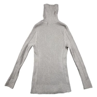 Camisa Covington manga longa com nervuras gola alta fina feminina pequena média acinzentada - Imagem 1 de 4