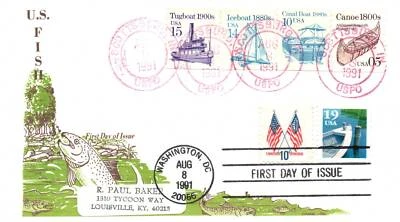 1991 FDC - US Fish - Better Cachet - F25310 - Image 1 of 2