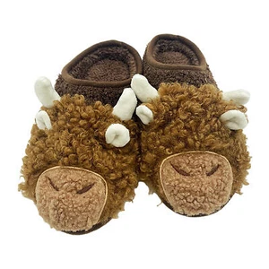 Plush Cow Slippers Cartoon Scottish Fluffy Cow Slippers Brown Highland Cow Desig - Picture 1 of 14