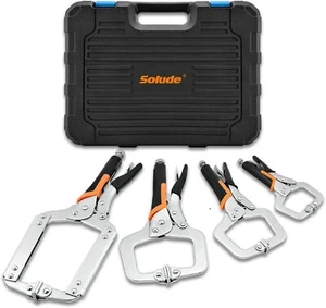 C-Clamp Locking Pliers Set 6" 9" 11" 14" 4 Pcs Vise Grip Face Clamp Woodworking - Picture 1 of 6