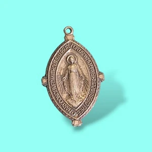 Vtg Antique Signed 1830 MM Sterling Silver Christian Catholic Medal Mary No Bail - Picture 1 of 7