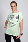 Womens T-Shirt with Logo Boat Neck Graphic Tunic Animal Print Size 8-14 8048