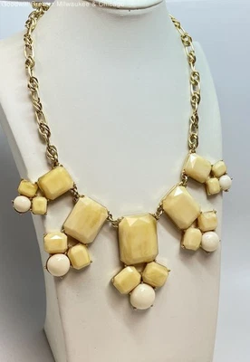 Collar llamativo de piedra amarilla cadena eslabones tono dorado Kate Spade de diseñador 121,7 g Foto 1 de 4