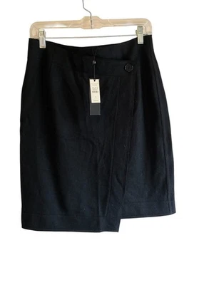 Falda envolvente con botones Talbots negra de lana para mujer talla 6 nueva con etiquetas Foto 1 de 4