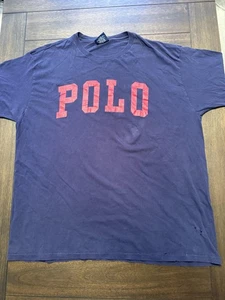 Vintage Polo Sport Ralph Lauren Shirt Mens XL Navy POLO Spell Out Made USA 90s - Picture 1 of 9