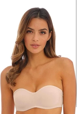 Wacoal Strapless Bra Size 36DD Nude Tan Beige Molded Underwire Bandeau 854133 - Image 1 of 4