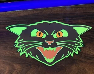 VTG 1993 Beistle Co Hissing Black Cat Face Double-Sided Paper Halloween USA Made - Picture 1 of 9
