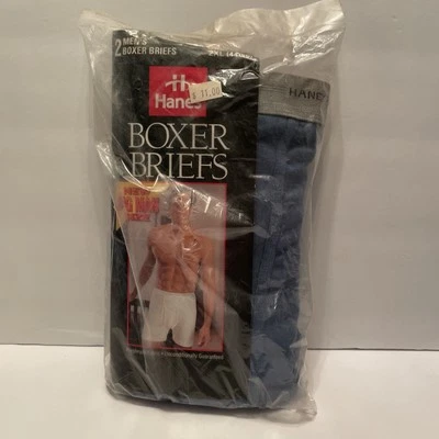 Paquete de 2 calzoncillos boxer vintage 1996 Hanes para hombre 2XL azules hechos en EE. UU. Foto 1 de 4