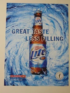 2003 MILLER LITE BIERFLASCHE Great Taste less Füllung Printanzeige - Bild 1 von 1