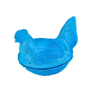 Blue Slag Glass Hen On The Nest Blue Milk Glassware Hsinchu - Picture 1 of 11