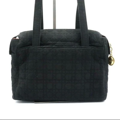 Bandolera Christian Dior Cannage de nailon negra dorada herrajes MBb1549 Foto 1 de 4