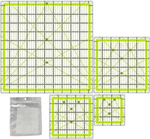 Quilting Rulers,Quilting Templates Square Ruler (3.5", 5", 6.5", 10.5") green  - Picture 1 of 5
