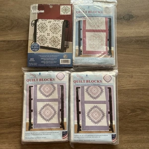 Lot Of 4 Janlynn JDNA Quilt Blocks Stamped Cross Stitch 15”-18” New - Picture 1 of 2