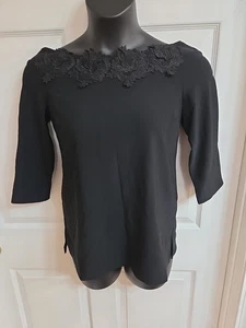 Boston Proper Damen Medium schulterfreie Spitze Blumendetail 3/4 Ärmel Bluse - Bild 1 von 8