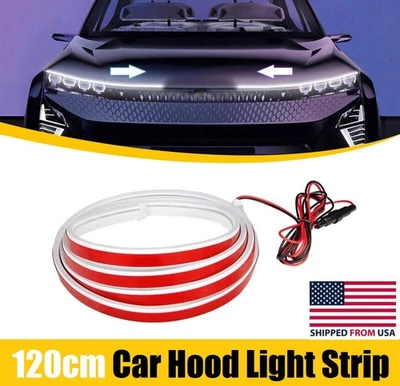 White 120cm Flexible Car Hood Day Running LED Light Strip Accessories Light - Image 1 of 4