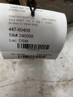 00 01 02 03 04 05 06 TOYOTA TUNDRA REAR AXLE SHAFT WITHOUT CREW CAB - Image 1 of 4