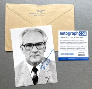 Erich Honecker (†1994) GDR original signed autograph card 10x15 COA ACOA + letter - Picture 1 of 3